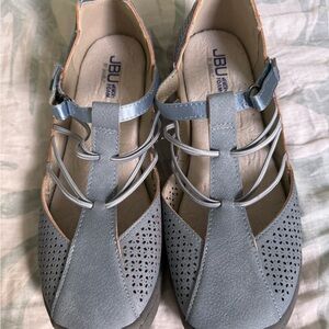 JBU Blue Flats with Straps and Perforated Design